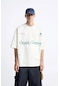 The Champ Clothing Bisiklet Yaka Organik Chernistry Baskılı Oversize Erkek T-shirt Beyaz