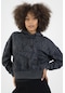 Maraton Sportswear Oversize Kadın Kapşonlu Uzun Kol Basic Siyah Sweatshirt 21423-siyah