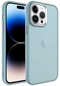 iPhone Uyumlu 14 Pro Kılıf Metal Buzlu Transparan Çerçeve, Hassas Butonlu Renkli Kapak May - Mavi