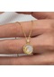 Gümüş Gold Sedef Taşlı Ay Yıldız Hilal Kadın Kolye-187257 Çok Renkli