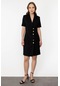 Ekol Kadın Ceket Yaka Düğmeli Elbise 4074 Siyah