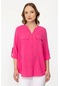 Ekol Kadın Sıfır Yaka Düğmeli Uzun Kollu Bluz 1034 Pink