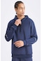 DeFactoFit Standart Fit Kapüşonlu Basic Düz Sporcu Sweatshirt D3736AX24WNNV201 Lacivert