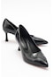 Luvishoes Pedra Siyah Rugan Kadın Topuklu Ayakkabı