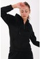 Maraton Sportswear Regular Kadın Kapşonlu Uzun Kol Basic Siyah-siyah Sweatshirt 18185-siyah-siyah