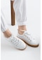 Giselle Lazer Baskılı Kauçuk Taban Kadın Spor Ayakkabı Beyaz-beyaz