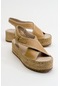 Luvishoes Bellezza Koyu Bej Cilt Hakiki Deri Kadın Sandalet