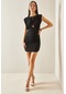Xhan Siyah Pencere Detaylı Vatkalı & Drapeli Elbise 5yxk6-48426-02