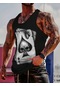Snapbuy Retro Araba Desenli 3d Baskılı Yazlık Rahat Tank Top - Büyük Boy Spor Yelekerkek Fildişi