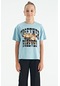 Tommy Life Açık Mavi Ayıcık Baskılı O Yaka Oversize Kısa Kol Kız Çocuk T-shirt - 75116 Açık Mavi