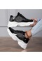 Siyah Tuınanle Kadın Ayakkabı Rahat Pullu Üst Kalın Taban Spor Ayakkabı Çiftler Bağcıklı Tıknaz Ayakkabı