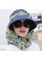 Lacivert Kadın Katlanabilir Uv Korumalı Güneş Şapkası Geniş Kenarlı Yaz, Beden: 54-62cm