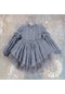 Fransız Dantelli Tüllü Kız Çocuk Elbise - Gri
