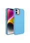 Noktaks - iPhone Uyumlu 12 - Kılıf Metal Çerçeve Ve Buton Tasarımlı Silikon Luna Kapak - Sierra Mavi