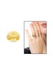 Beyaz Zirkon Taşlı Yıldız Detaylı Gold Renk Free Size 925 Ayar Gümüş Kadın Tektaş Yüzük