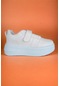 Tek Bantlı Yüksek Taban Platform Günlük Spor Yürüyüş Sneaker Ayakkabı Beyaz-beyaz