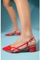 Luvishoes Steve Kırmızı Rugan Kadın Kısa Topuklu Sandalet
