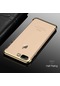 Noktaks - iPhone Uyumlu 7 Plus - Kılıf Dört Köşesi Renkli Arkası Şefaf Lazer Silikon Kapak - Gold
