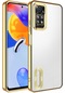 Xiaomi Redmi Note 11 Pro 5g Kamera Lens Korumalı Şeffaf Renkli Logo Gösteren Parlak Omega Kapak - Gold