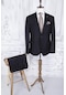 Erkek Regular Fit Mono Yaka Siyah Takım Elbise-3093-siyah