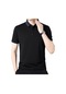 Pamuklu Kısa Kollu T-shirt Erkek Yeni Gevşek Baba T-shirt Siyah Siyah
