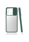 Mutcase - Samsung Uyumlu Galaxy M11 - Kılıf Slayt Sürgülü Arkası Buzlu Lensi Kapak - Koyu Yeşil