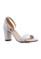 M2s Beyaz Kadın Suni Deri Kalın Topuk Tek Bant Ayakkabı Beyaz