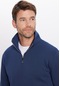 Unisex Relax Fit Rahat Kesim Pamuklu İçi Polarlı Yarım Fermuarlı Lacivert Dik Yaka Sweatshirt-31450 Lacivert
