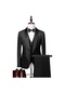 İkkb Erkek Jakarlı 3 Parçalı Düğün Takım Elbise - Siyah