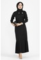 Pilise Detaylı Kemerli Elbise- Siyah-2426