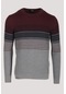 Erkek Triko Bordo Bisiklet Yaka Desenli Slim Fit Pamuklu Kazak Ncs Jeans 3735-bordo Bordo