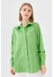 Desen Triko Gömlek Yaka Cepli Uzun Kollu Yeşil Kadın Gömlek Dsn23853