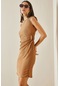 Vizon Büzgü Detaylı Askılı Örme Midi Elbise 5yxk6-48533-29