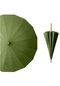 Uzun Saplı 16 Kaburgalı Çift Ekstra Geniş Rüzgar Geçirmez Uzun Şemsiye - Yeşil