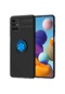 Kilifone - Samsung Uyumlu Galaxy M51 - Kılıf Yüzüklü Auto Focus Ravel Karbon Silikon Kapak - Siyah-mavi
