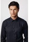 Tudors Modern Fit Armürlü Kravatlık Siyah Erkek Gömlek-27377-siyah