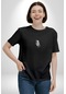 Poseidon Felsefe Siyah Oversize Unisex Ön Orta Minimal Baskılı Tişört Siyah