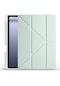 Noktaks - Samsung Uyumlu Galaxy Tab S9 Fe Kılıf - Kılıf Kalem Bölmeli Stand Olabilen Origami Tri Folding Tablet Kılıfı - Yeşil