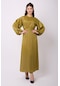 Violevin Er-cool Kadın Saten Kuşaklı Elbise 8053-30-yağyeşili
