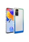 Ekılıf - Xiaomi Redmi Note 11 Global Uyumlu - Kılıf Simli Ve Renk Geçiş Tasarımlı Lens Korumalı Park Kapak - Yeşil-mavi