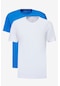 AC&Co / Altınyıldız Classics Erkek Beyaz-saks 2'li Paket Slim Fit Dar Kesim Pamuklu Basic Tişört