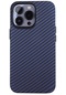 iPhone Uyumlu 13 Pro Max Kılıf Karbon Fiber Tasarımlı Lopard Karbono Kapak - Lacivert
