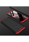 Noktaks - Xiaomi Uyumlu Xiaomi Redmi 8 - Kılıf 3 Parçalı Parmak İzi Yapmayan Sert Ays Kapak - Siyah-kırmızı