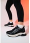 Luvishoes Oude Siyah Kadın Fermuarlı Kalın Taban Spor Sneakers
