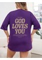 Good Loves You Baskılı Oversize Tshirt Mor