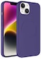 iPhone Uyumlu 14 Kılıf Magsafe Wireless Şarj Özellikli Pastel Renk Silikon Lopard Plas Kapak - Mürdüm