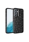 Noktaks - Samsung Uyumlu Galaxy S23 Fe - Kılıf Simli Kamera Korumalı Koton Kapak - Siyah