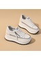Beyaz Fujin 7 Cm Hakiki Deri Kadın Rahat Ayakkabılar 7 Cm Platform Takozlar Fermuar Kadın Kadın Moda Ayakkabı Tıknaz Bahar Sonbahar Ayakkabı