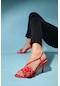 Luvishoes Publi Kırmızı Cilt Kadın İnce Topuklu Ayakkabı