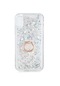 Noktaks - iPhone Uyumlu X - Kılıf Yüzüklü Simli Sıvılı Milce Kapak - Gümüş
